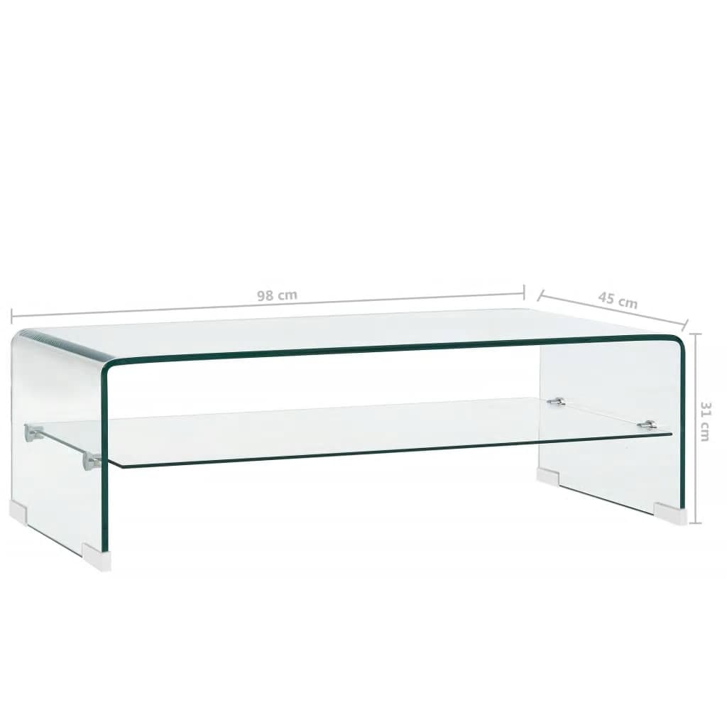 Table basse 98x45x31 cm verre trempé transparent