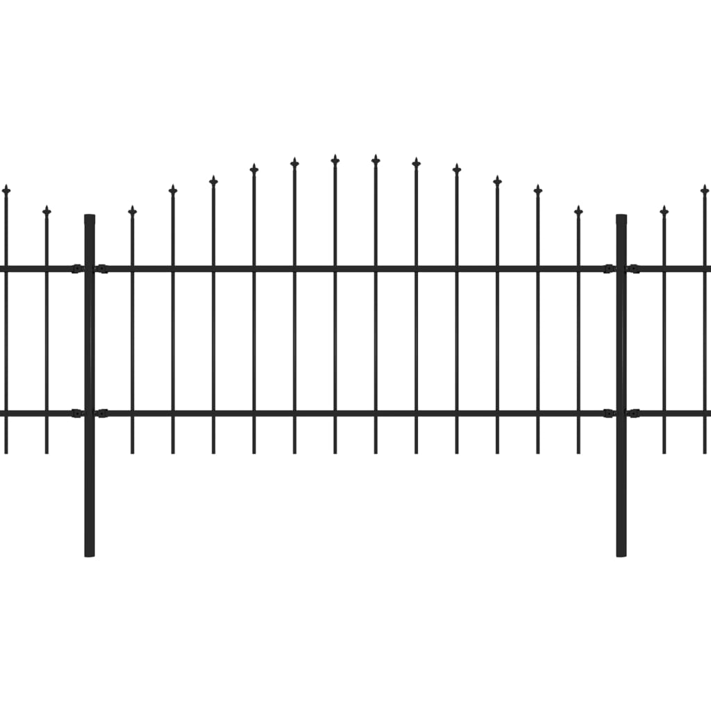 Tuinhek met speren bovenkant (1,5-1,75)x1,7 m staal zwart