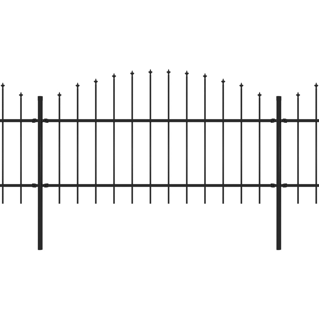 Clôture de jardin avec pointe de lance (0,5-0,75)x1,7 m en acier noir