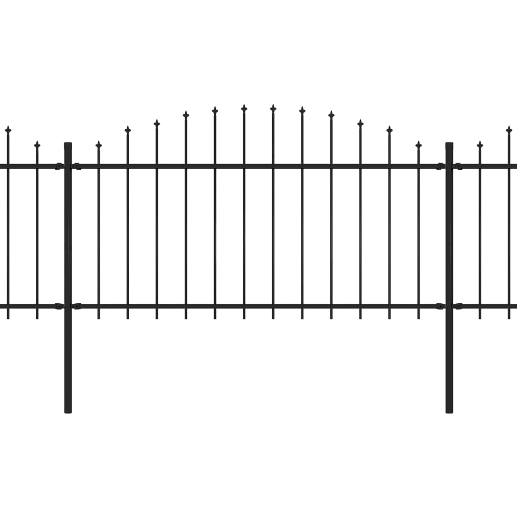 Tuinhek met speren bovenkant (1,5-1,75)x1,7 m staal zwart