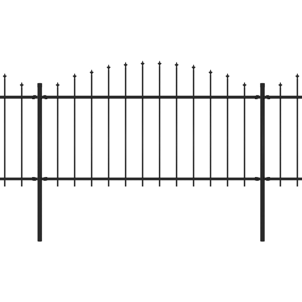 Tuinhek met speren bovenkant (1,5-1,75)x1,7 m staal zwart