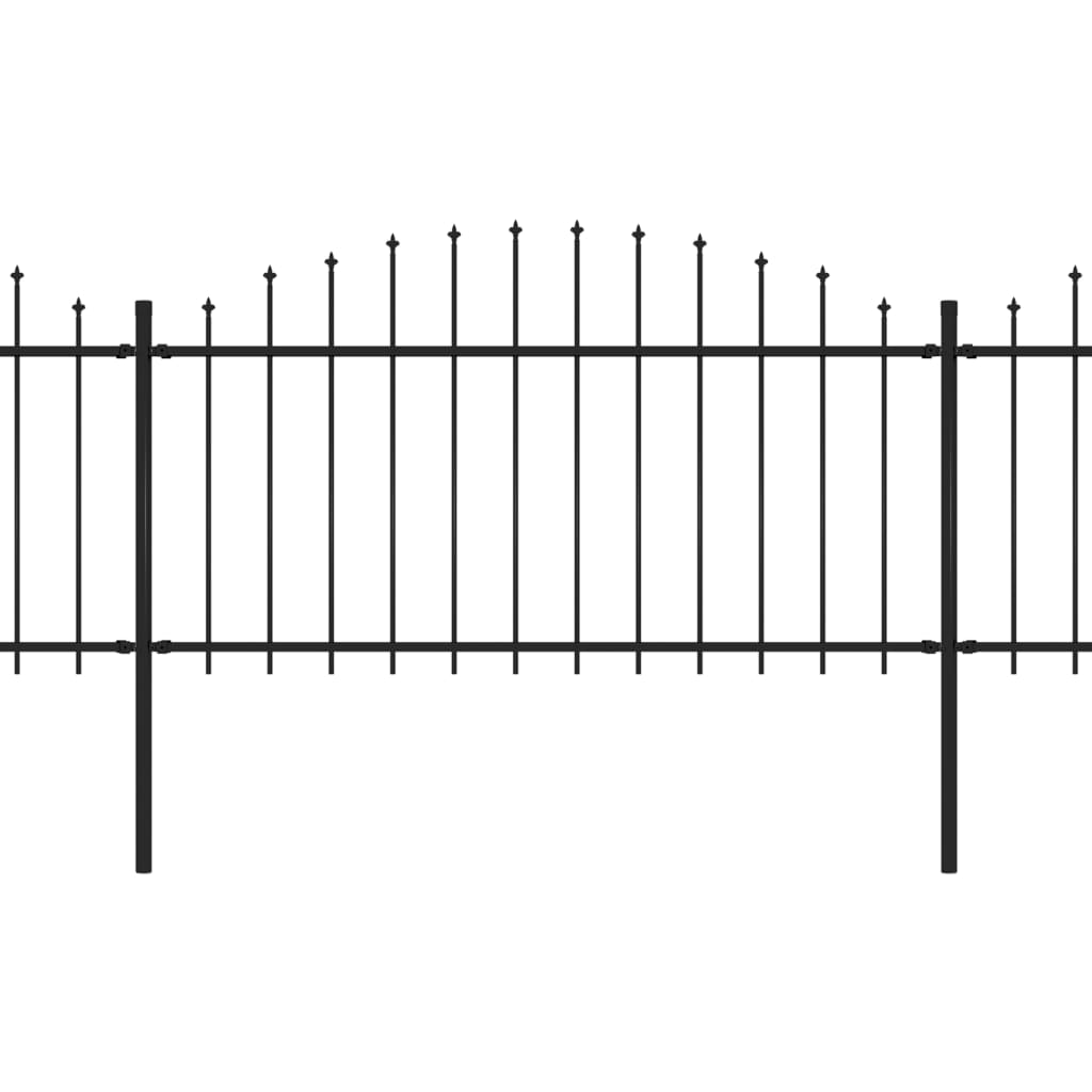 Tuinhek met speren bovenkant (1,5-1,75)x1,7 m staal zwart