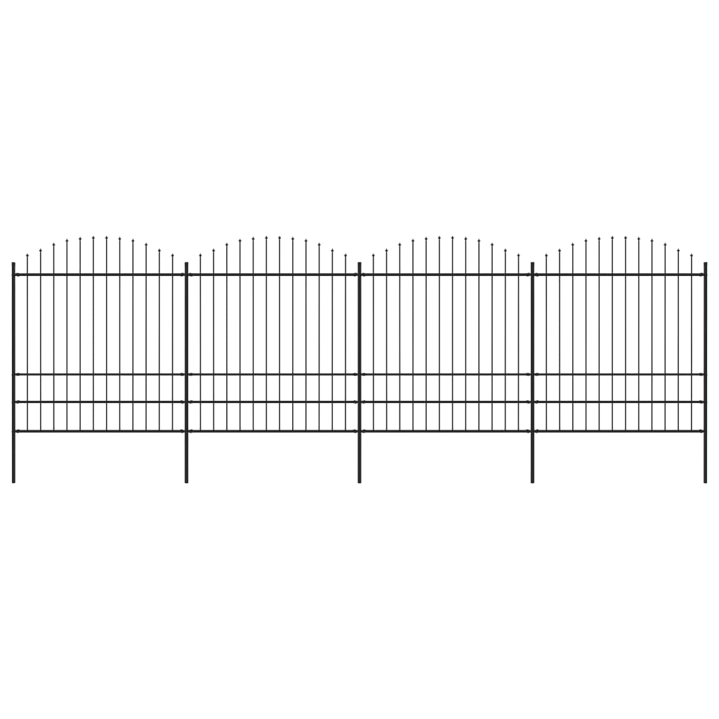 Tuinhek met speren bovenkant (1,5-1,75)x1,7 m staal zwart