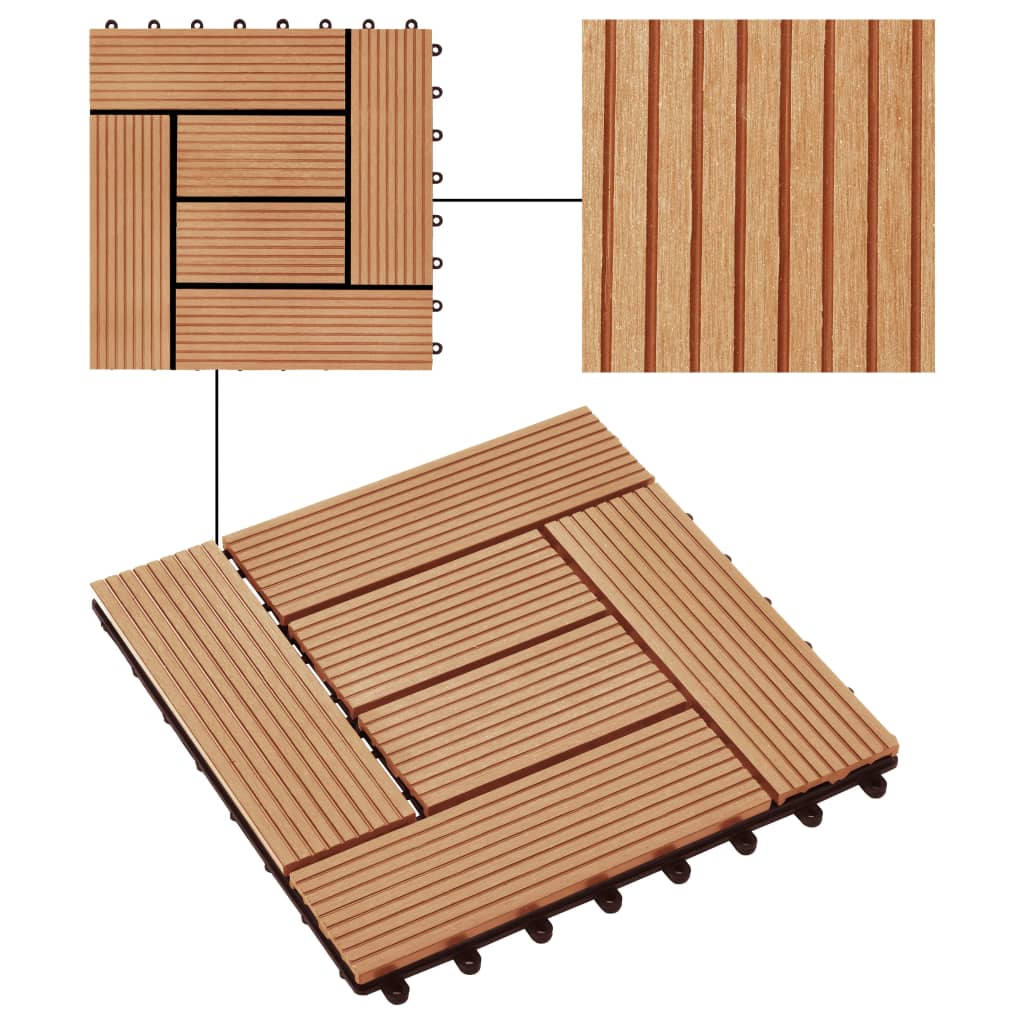 WPC Tegels 30x30cm 11 stuks 1m2 bruin