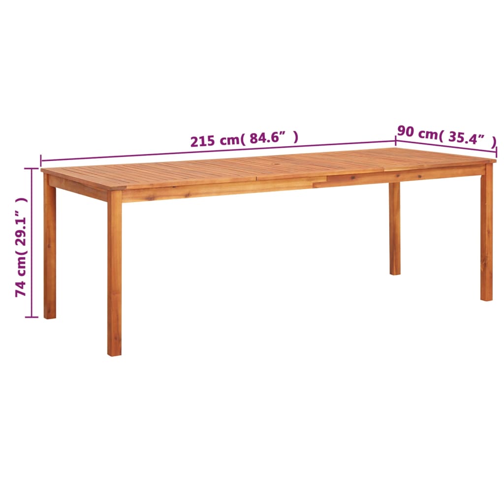 Table de jardin 150x90x74 cm en bois d'acacia massif