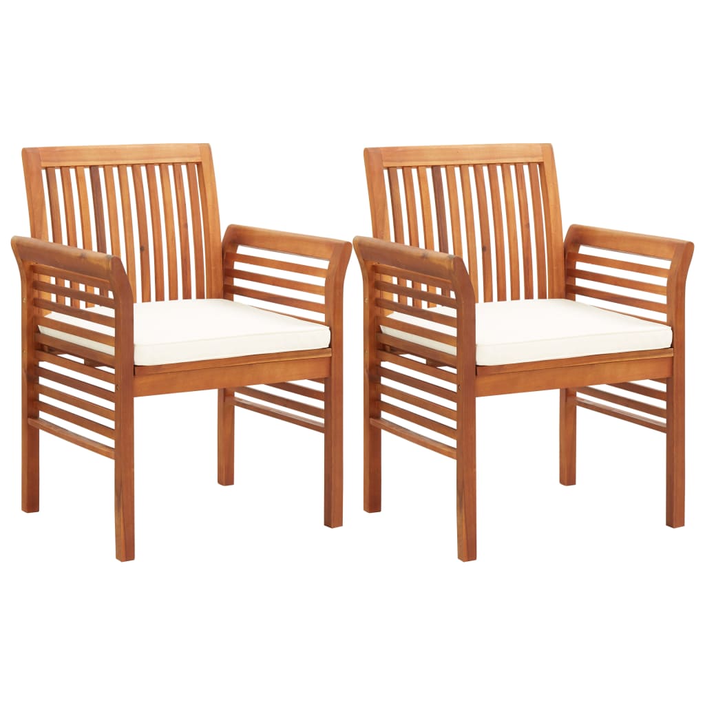 Chaises de jardin 8 pcs avec coussins en bois d'acacia massif