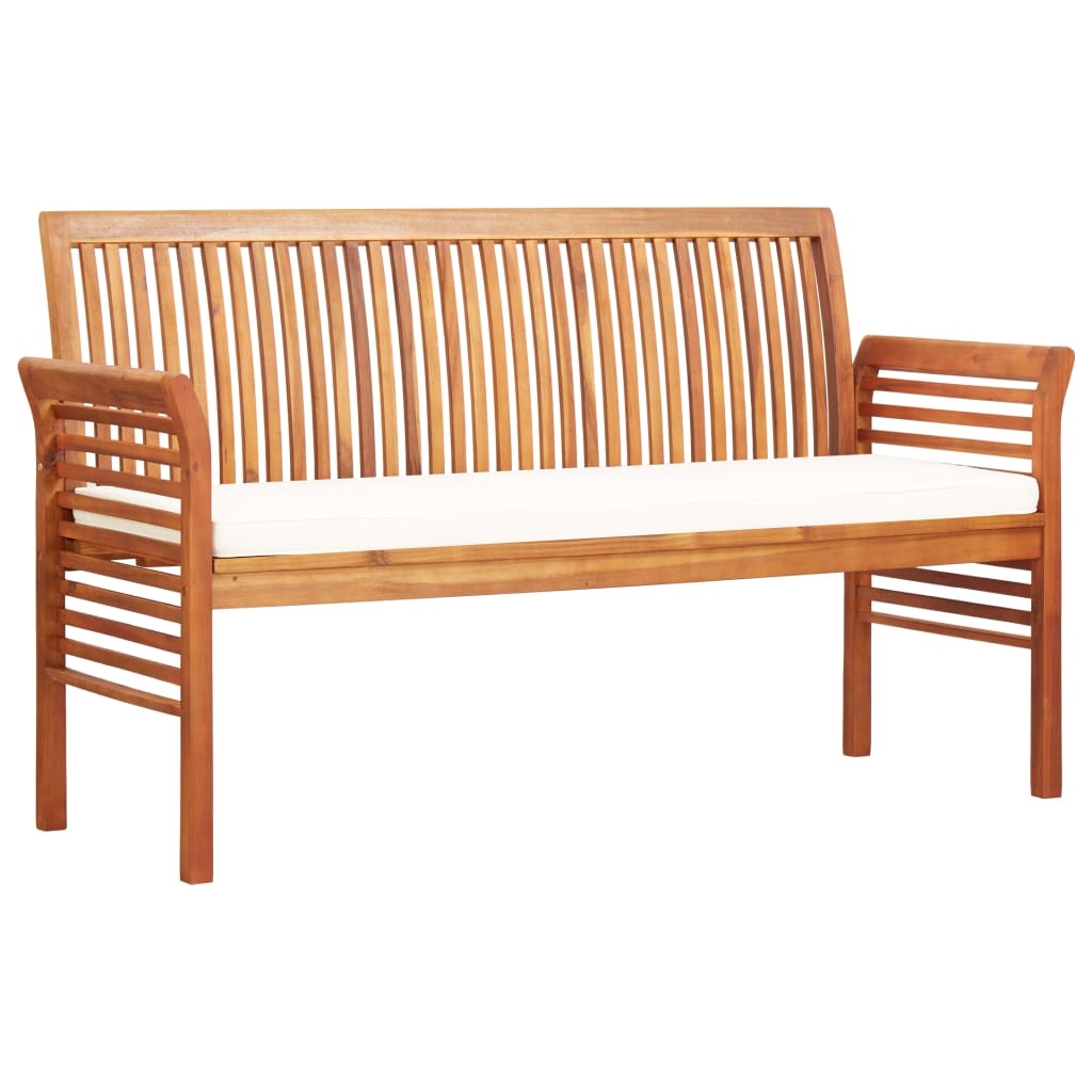 Banc de jardin 3 places avec coussin 150 cm en bois d'acacia massif