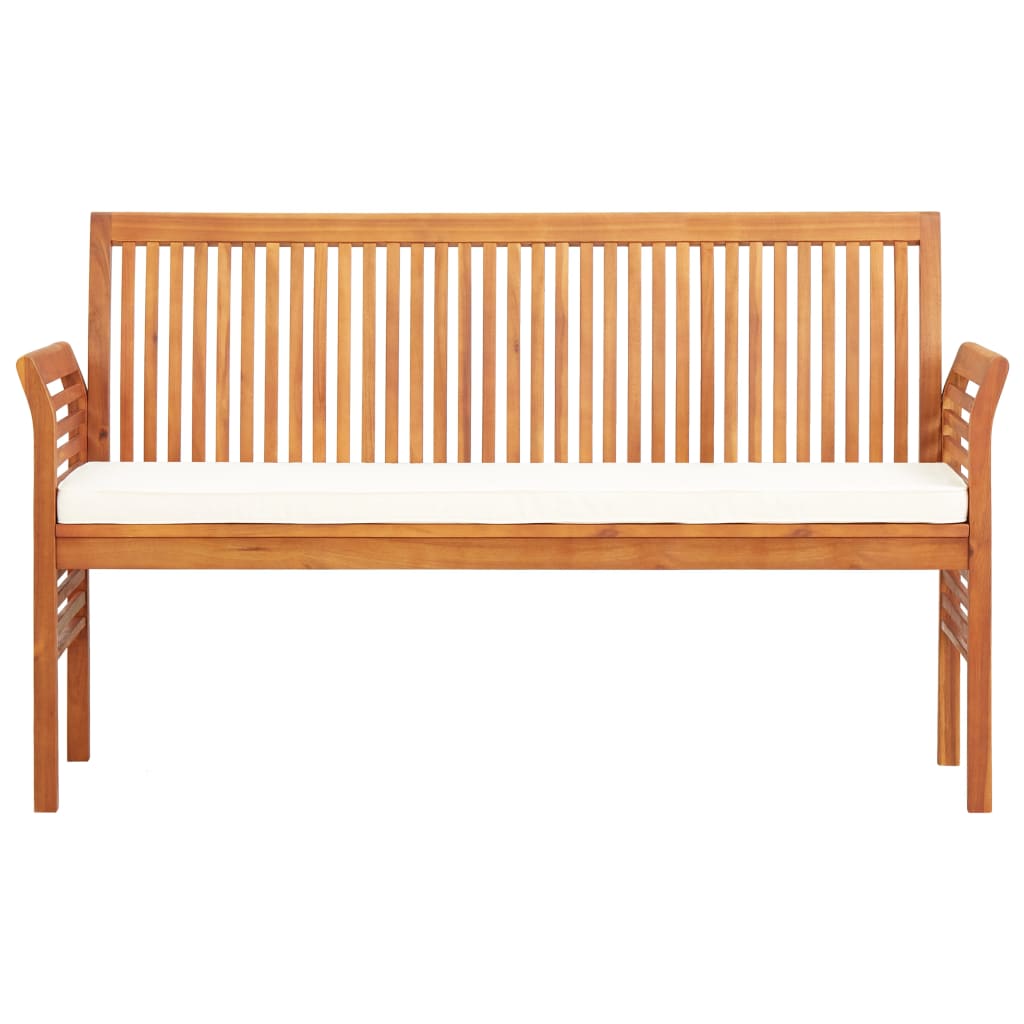 Banc de jardin 3 places avec coussin 150 cm en bois d'acacia massif