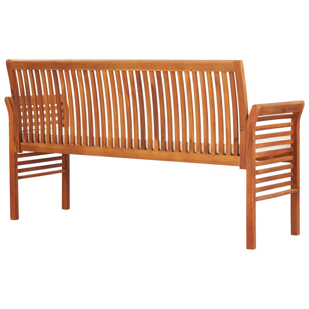 Banc de jardin 3 places avec coussin 150 cm en bois d'acacia massif