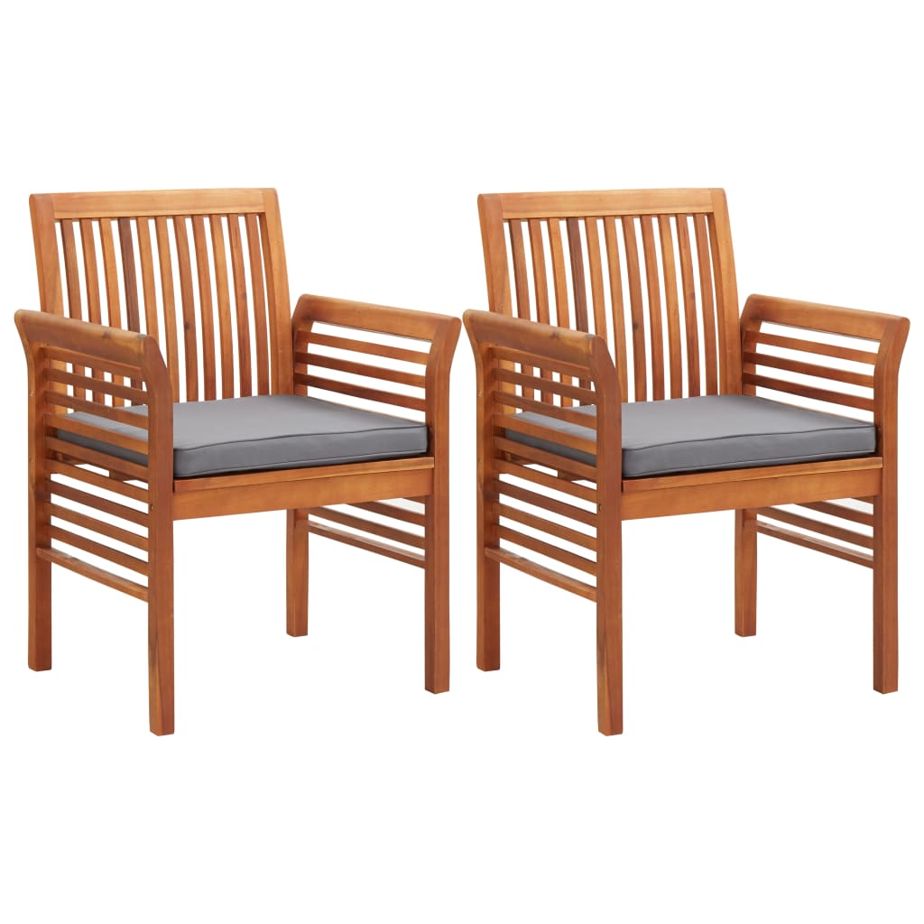 Chaises de jardin 8 pcs avec coussins en bois d'acacia massif