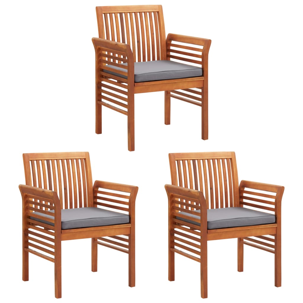 Chaises de jardin 8 pcs avec coussins en bois d'acacia massif