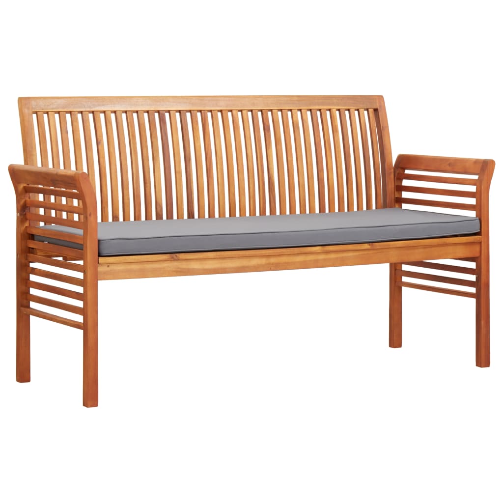 Banc de jardin 3 places avec coussin 150 cm en bois d'acacia massif