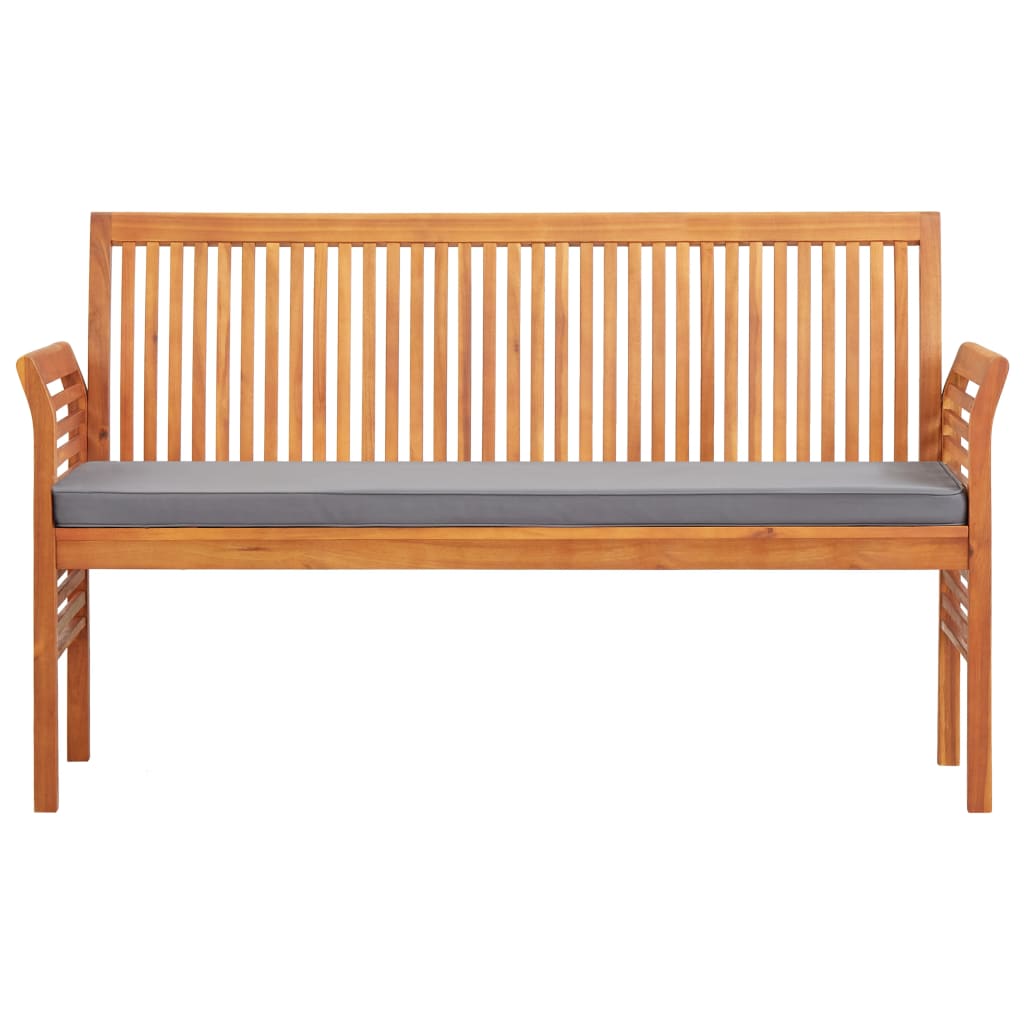 Banc de jardin 3 places avec coussin 150 cm en bois d'acacia massif