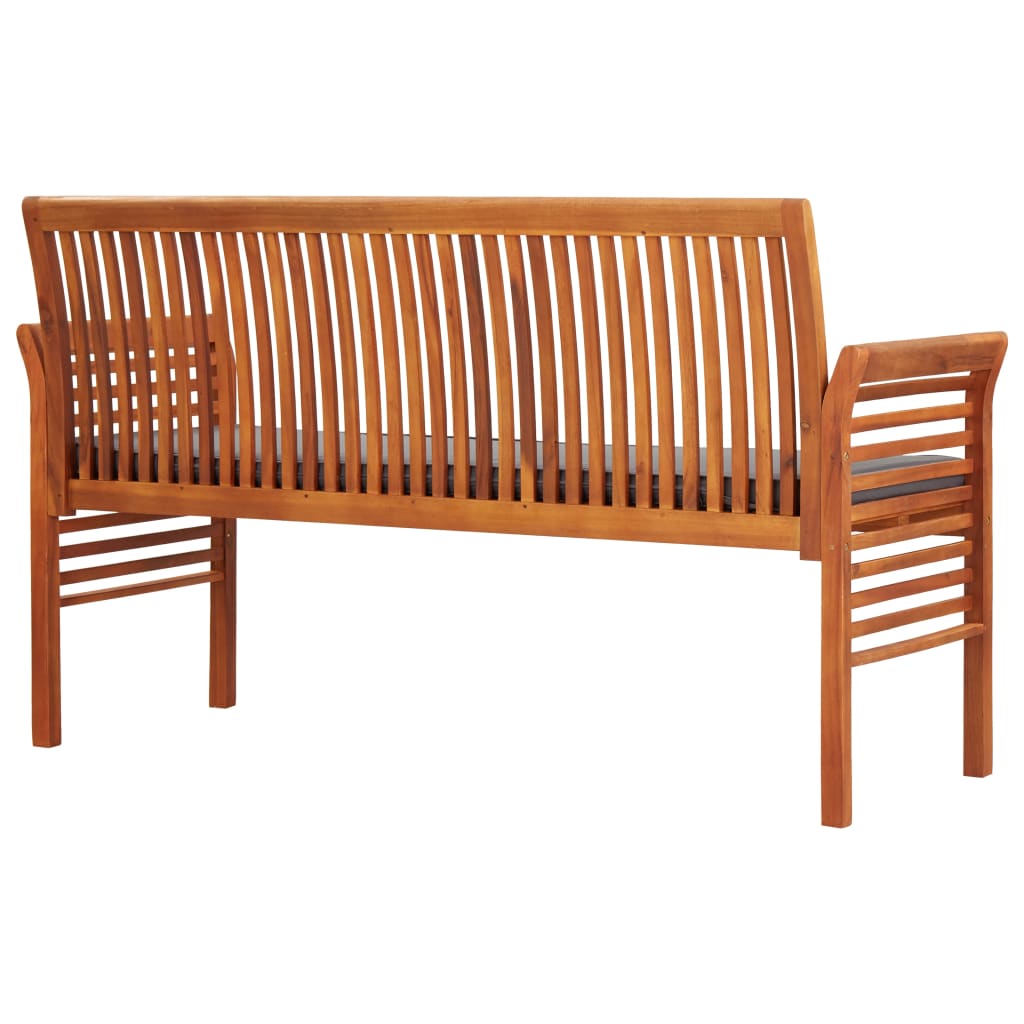 Banc de jardin 3 places avec coussin 150 cm en bois d'acacia massif