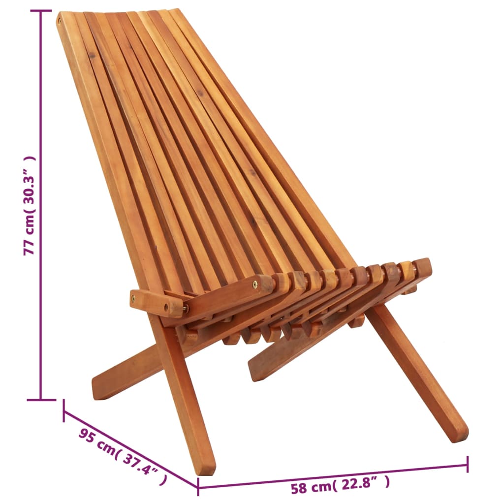 Chaises longues pliantes 2 pcs en bois d'acacia massif