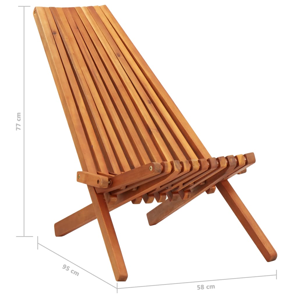 Chaises longues pliantes 2 pcs en bois d'acacia massif