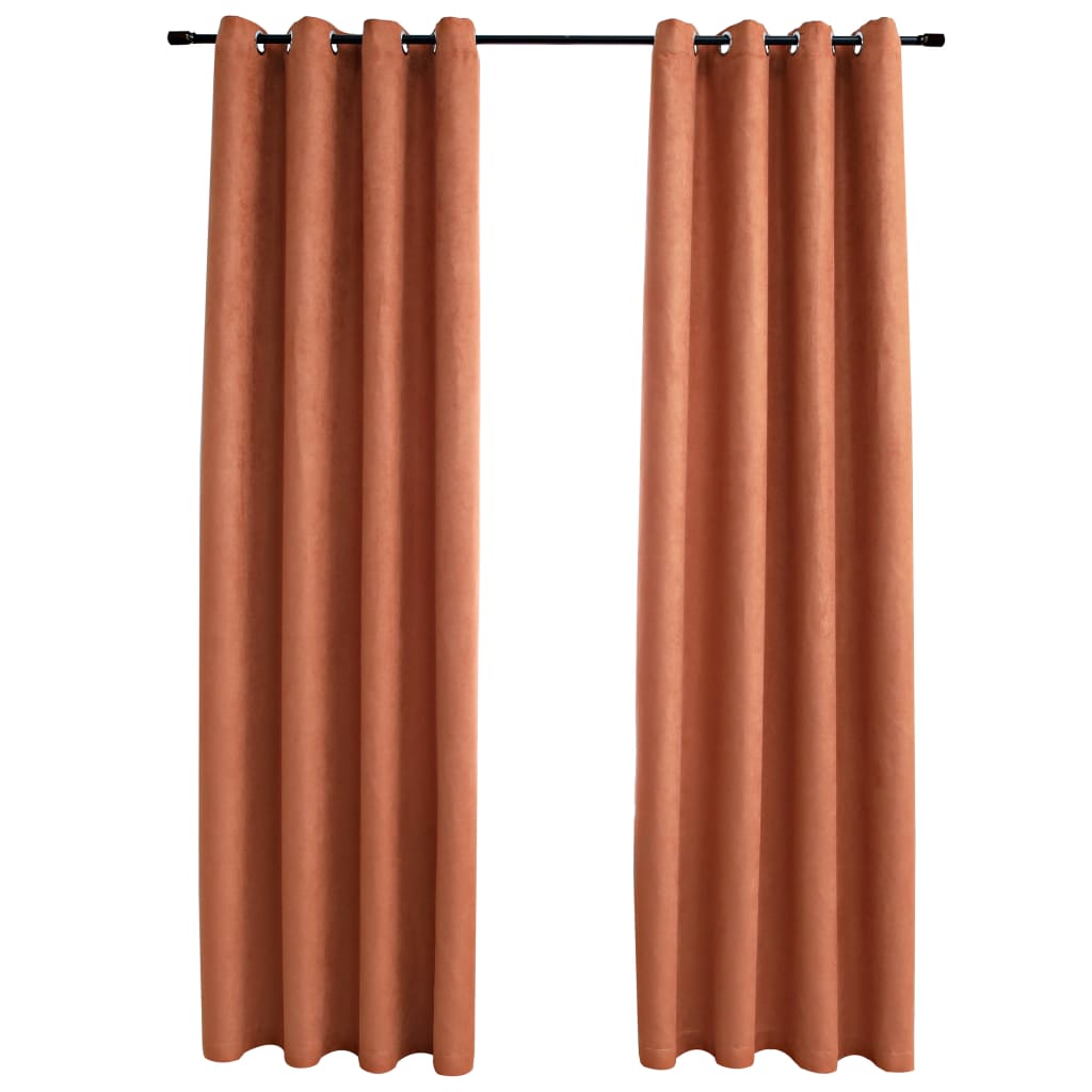 Rideaux occultants avec anneaux 2 pcs 140x175 cm couleur rouille