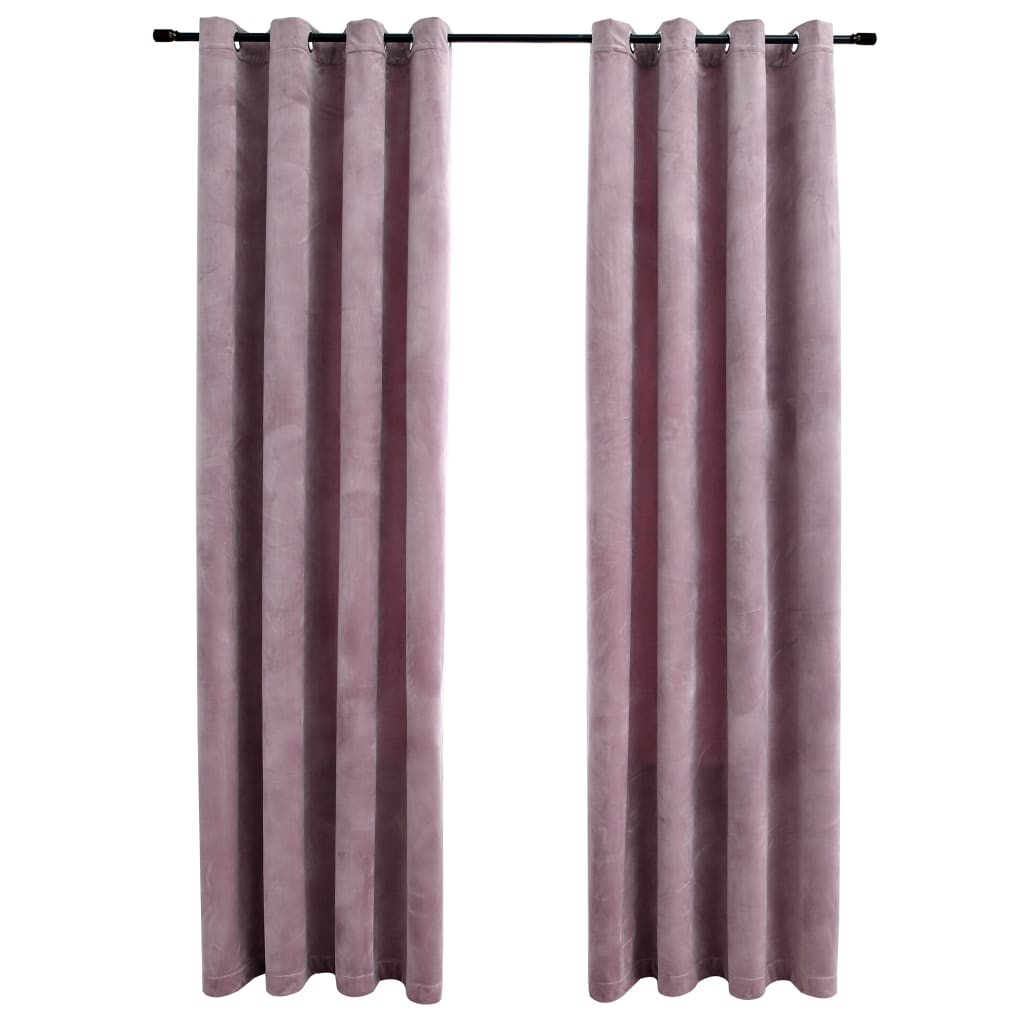 Rideaux occultants avec anneaux 2 pcs 140x175 cm velours rose