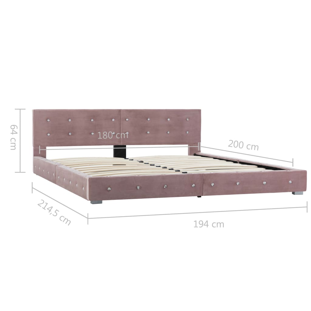 Bed met matras fluweel roze 180x200 cm