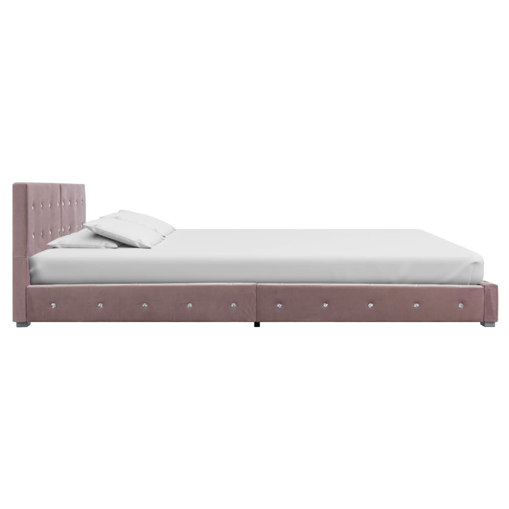 Bed met matras fluweel roze 180x200 cm