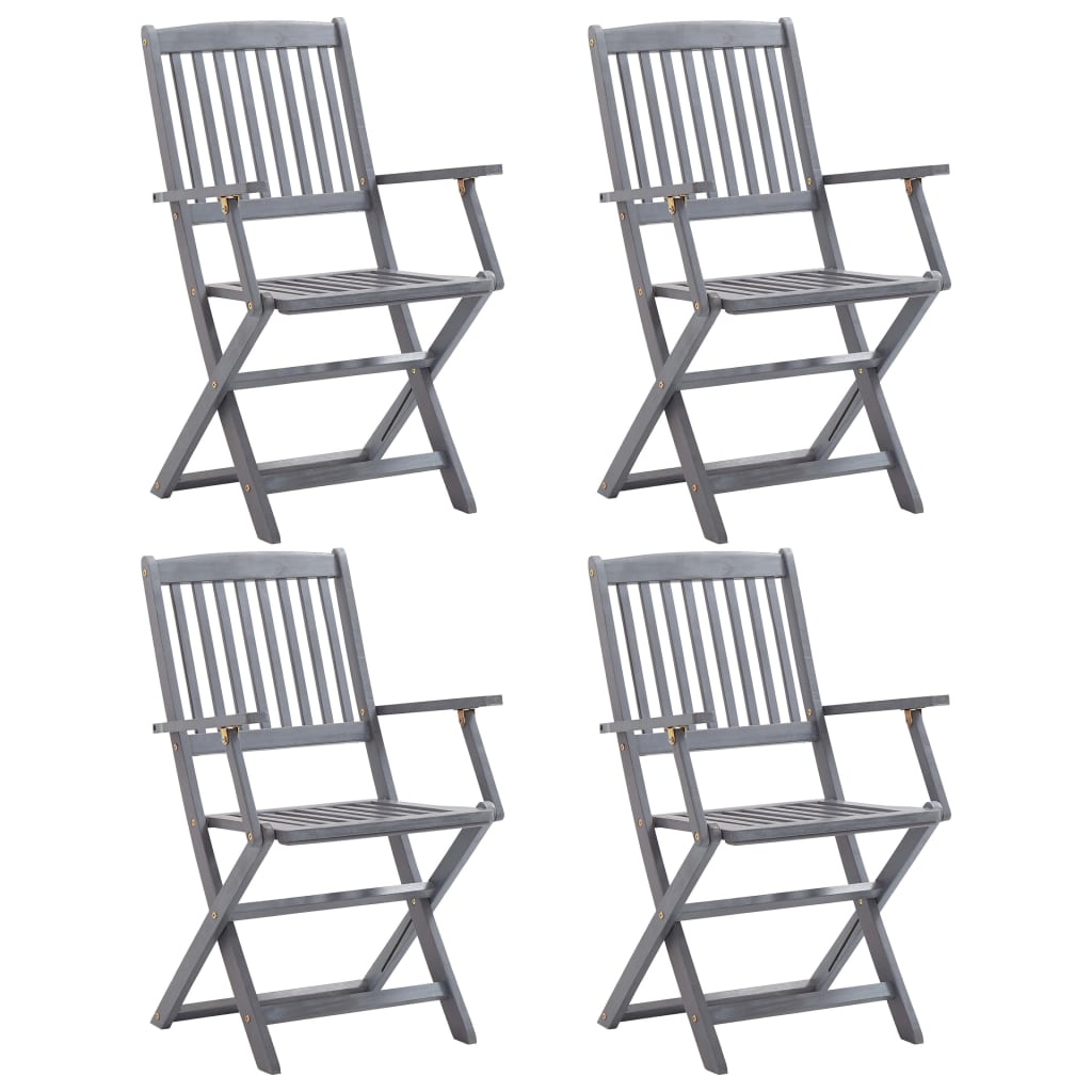 Chaises de jardin pliantes 4 pcs en bois d'acacia massif