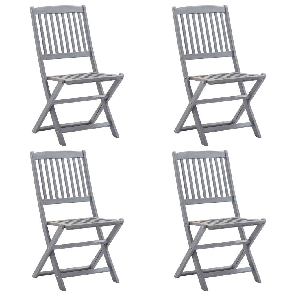 Chaises de jardin pliantes 4 pcs en bois d'acacia massif