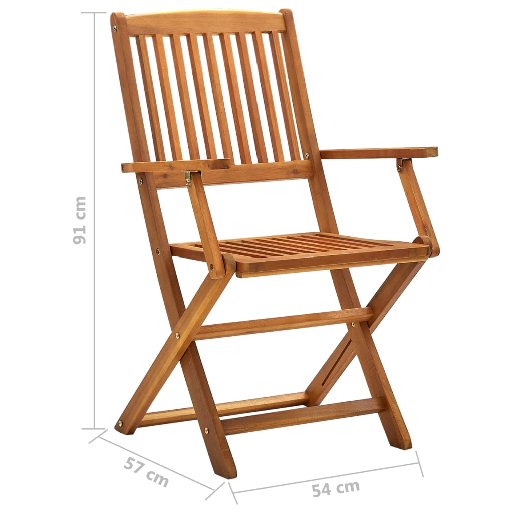 Chaises de jardin pliantes 4 pcs en bois d'acacia massif