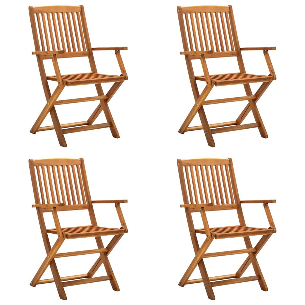 Chaises de jardin pliantes 4 pcs en bois d'acacia massif