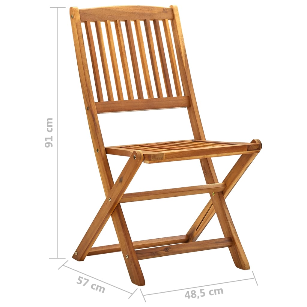 Chaises de jardin pliantes 4 pcs en bois d'acacia massif