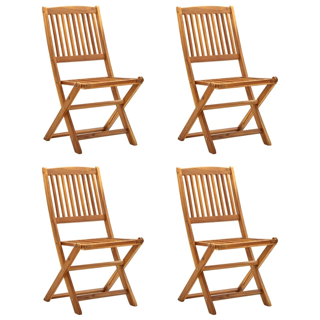 Chaises de jardin pliantes 4 pcs en bois d'acacia massif