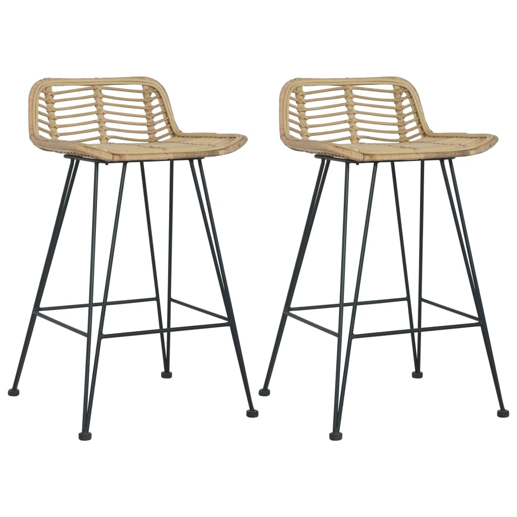 Chaises de bar 2 pcs rotin naturel