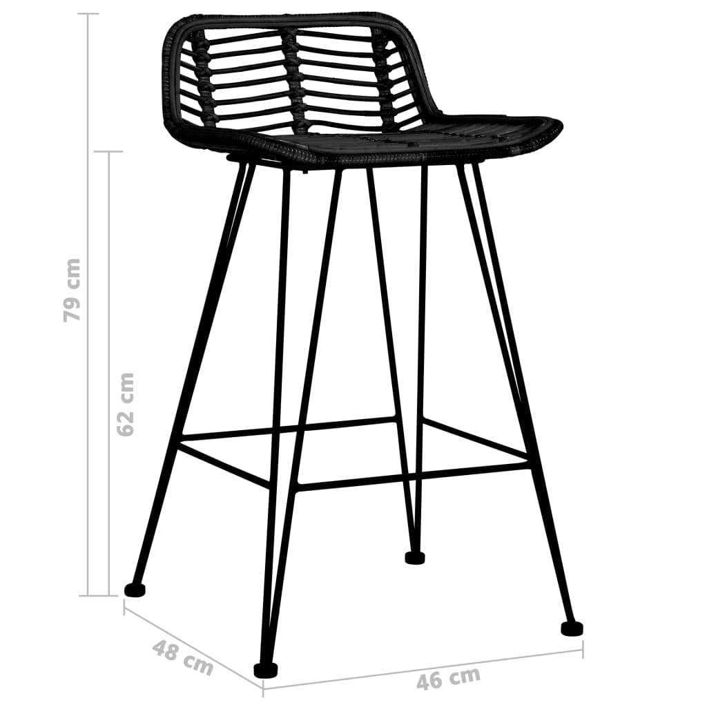 Barstoelen 2 st natuurlijk rattan