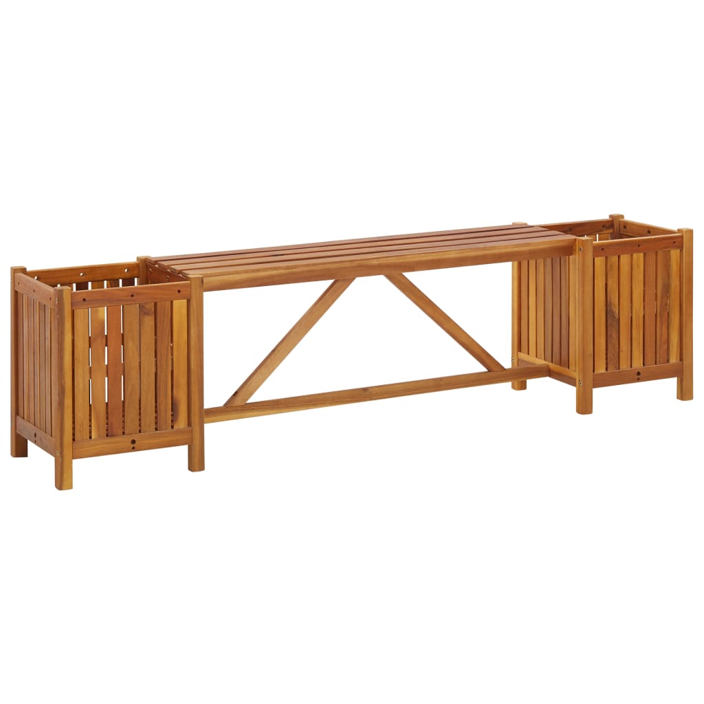 Banc de jardin avec 2 bacs à fleurs 150x30x40 cm bois d'acacia massif