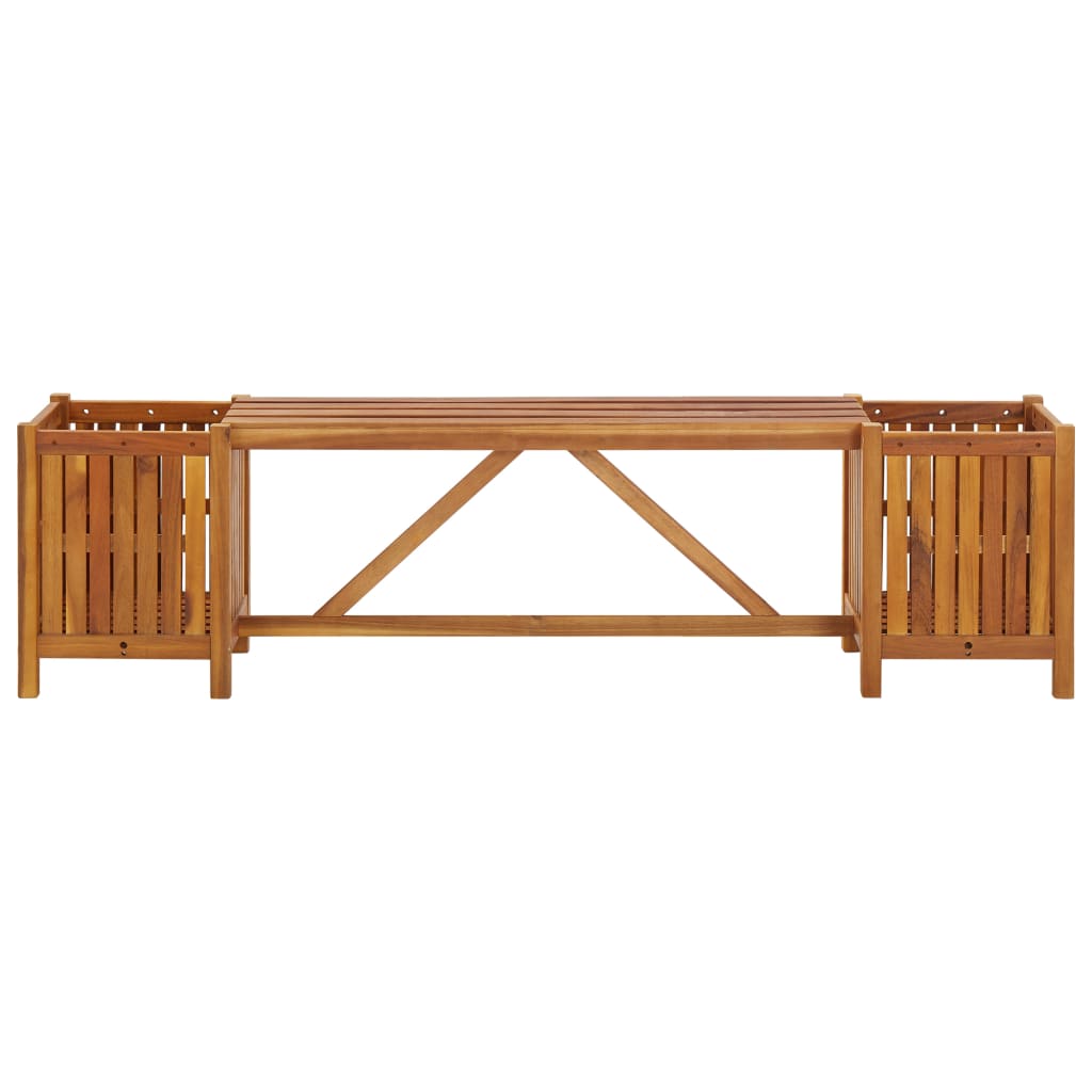 Banc de jardin avec 2 bacs à fleurs 150x30x40 cm bois d'acacia massif