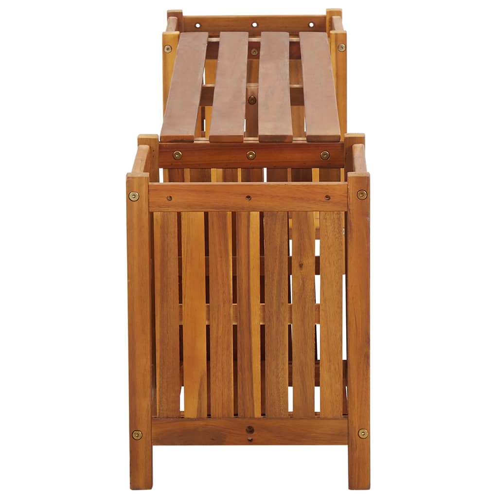 Banc de jardin avec 2 bacs à fleurs 150x30x40 cm bois d'acacia massif