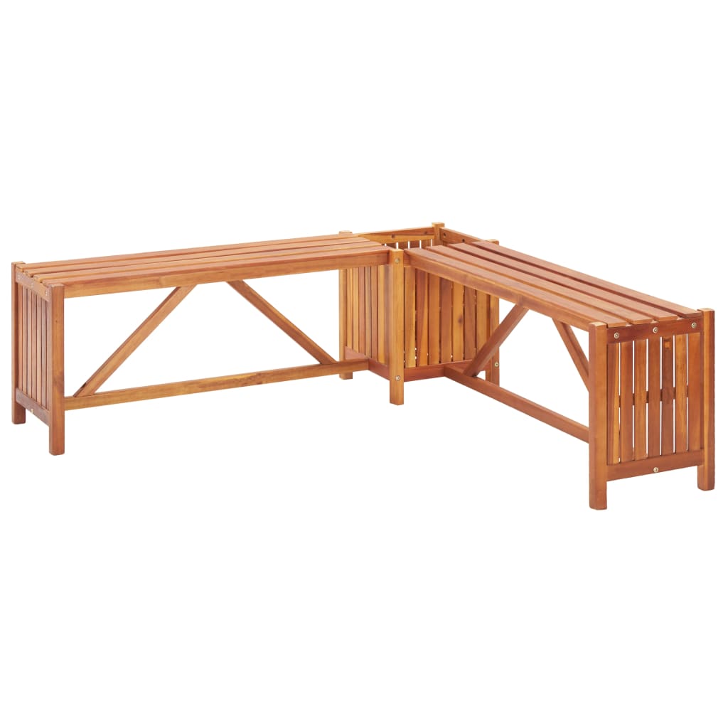 Banc de jardin avec 2 bacs à fleurs 150x30x40 cm bois d'acacia massif