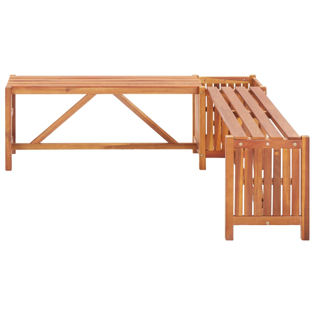 Banc de jardin avec 2 bacs à fleurs 150x30x40 cm bois d'acacia massif