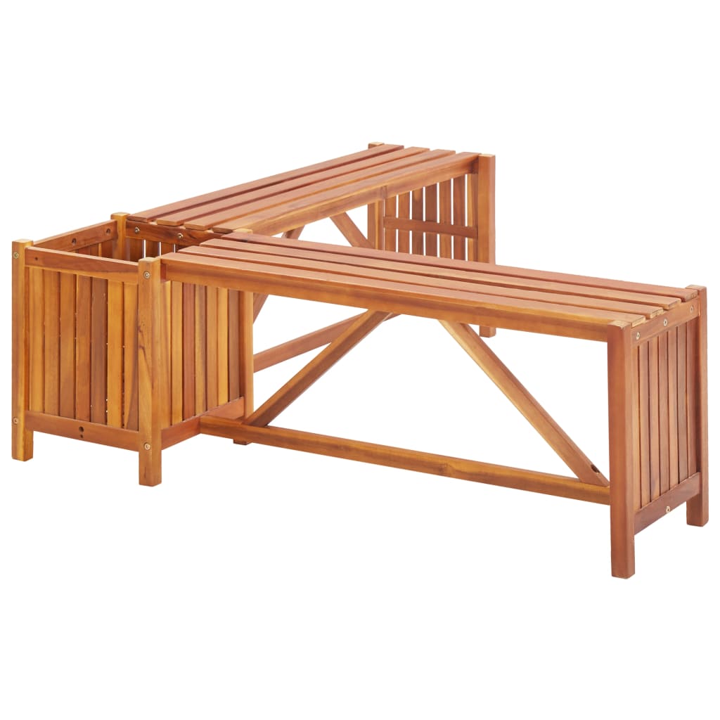 Banc de jardin avec 2 bacs à fleurs 150x30x40 cm bois d'acacia massif