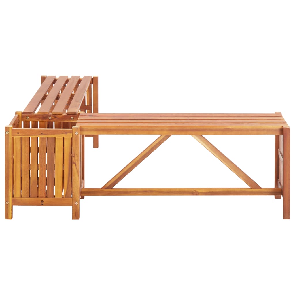 Banc de jardin avec 2 bacs à fleurs 150x30x40 cm bois d'acacia massif