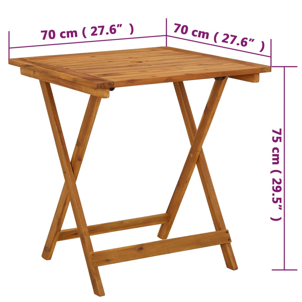 Tuintafel inklapbaar 60x60x75 cm massief acaciahout