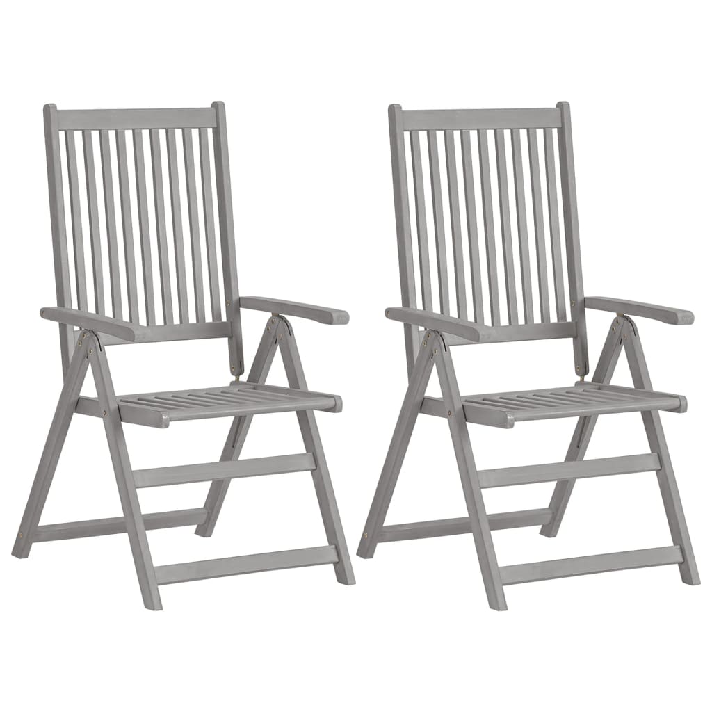 Chaises de jardin 6 pcs réglables en bois d'acacia massif gris