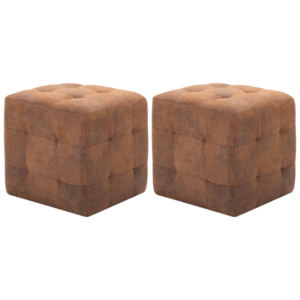 Pouf 2 pcs 30x30x30 cm daim artificiel