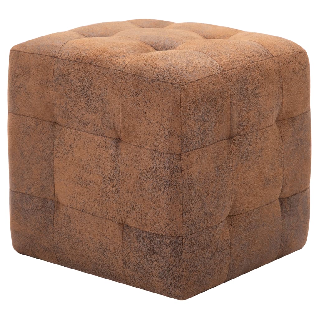 Pouf 2 pcs 30x30x30 cm daim artificiel