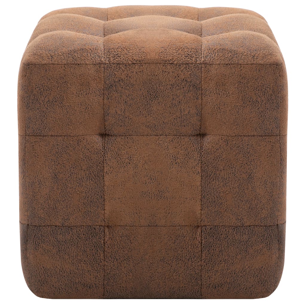 Pouf 2 pcs 30x30x30 cm daim artificiel