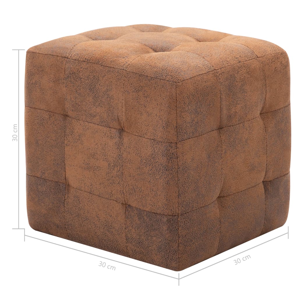 Pouf 2 pcs 30x30x30 cm daim artificiel