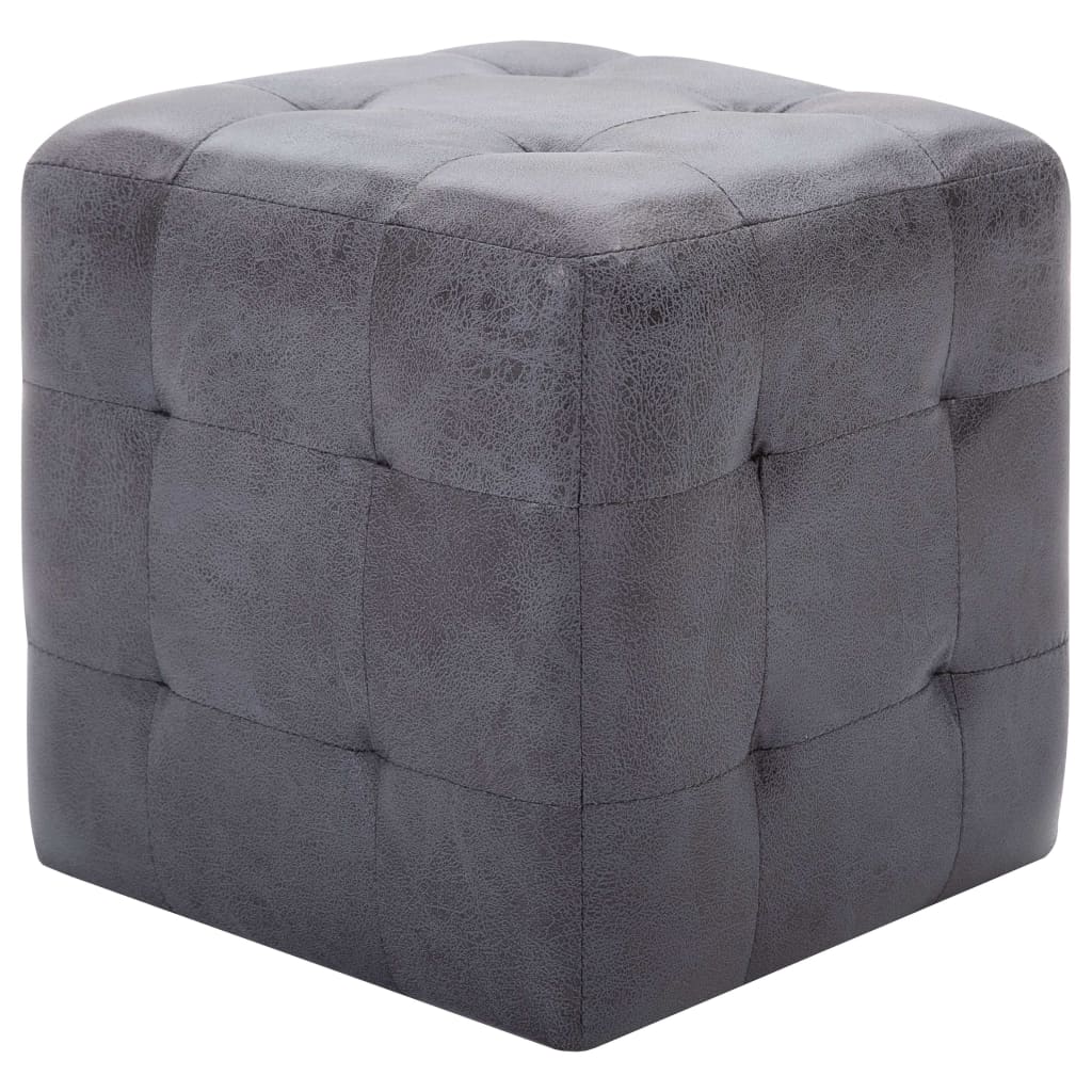 Pouf 2 pcs 30x30x30 cm daim artificiel