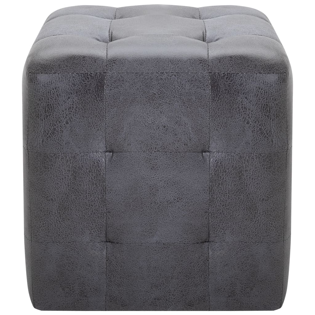 Pouf 2 pcs 30x30x30 cm daim artificiel