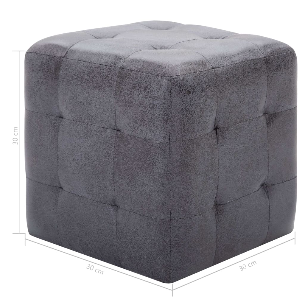 Pouf 2 pcs 30x30x30 cm daim artificiel