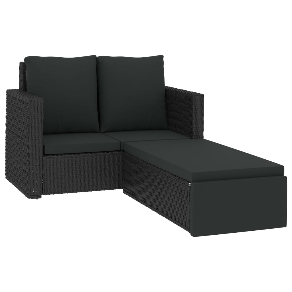 2-delige Loungeset met kussens poly rattan