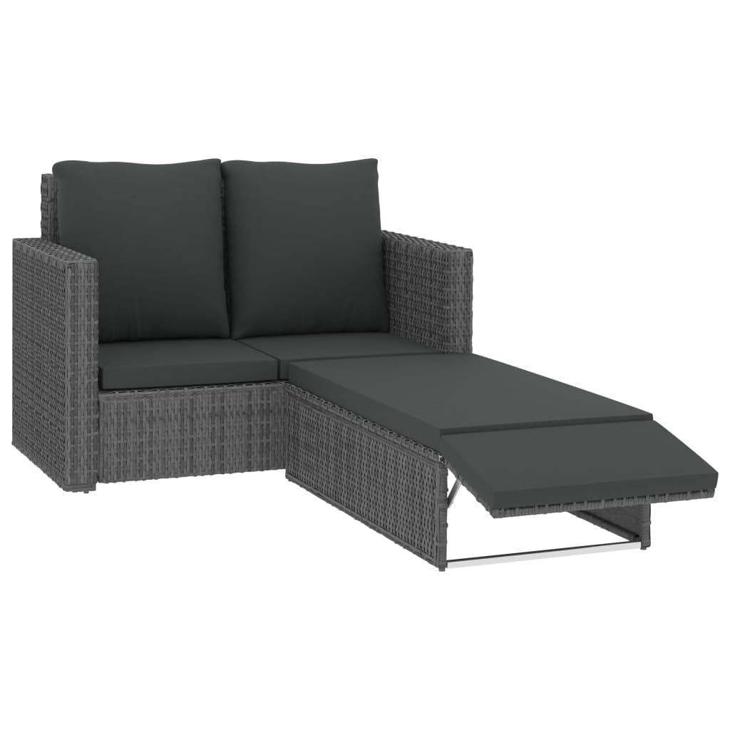 2-delige Loungeset met kussens poly rattan